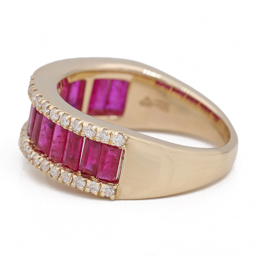 A Yellow Gold Rubies and Diamonds Ring, available at Miral Jewelry.