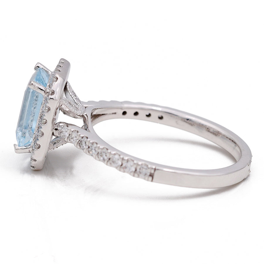Miral Jewelry's White Gold Aquamarine and Diamonds Ring.