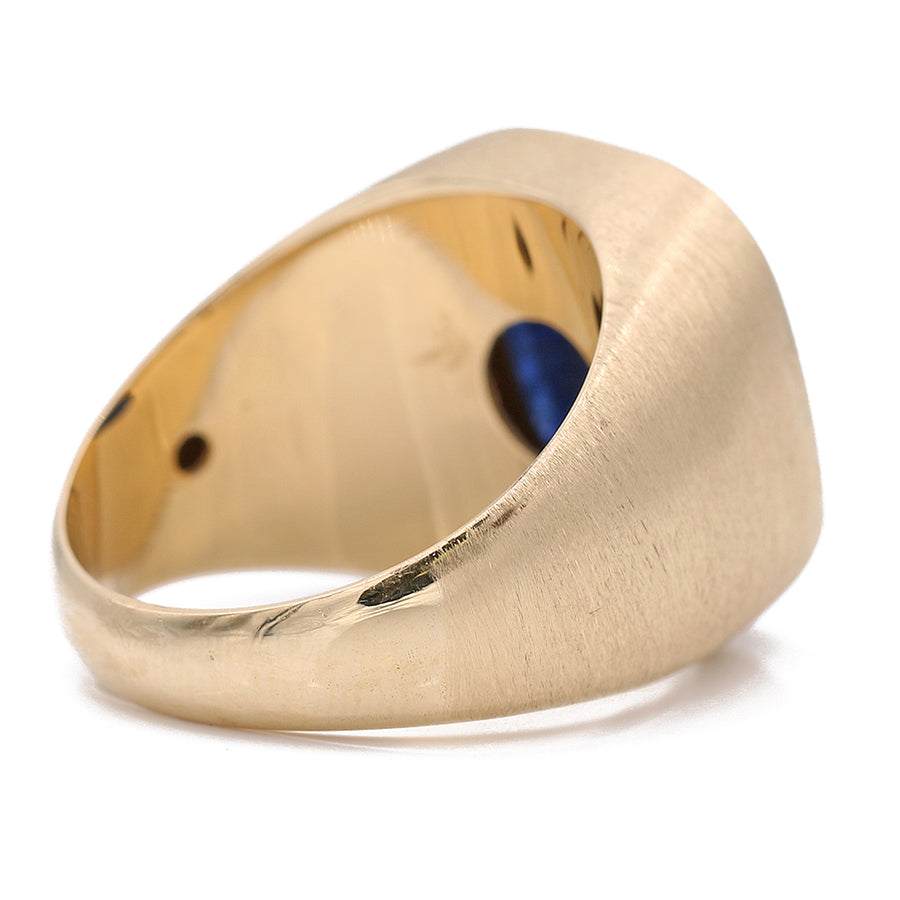 Yellow Gold 14k Ring with Sapphire and Diamonds