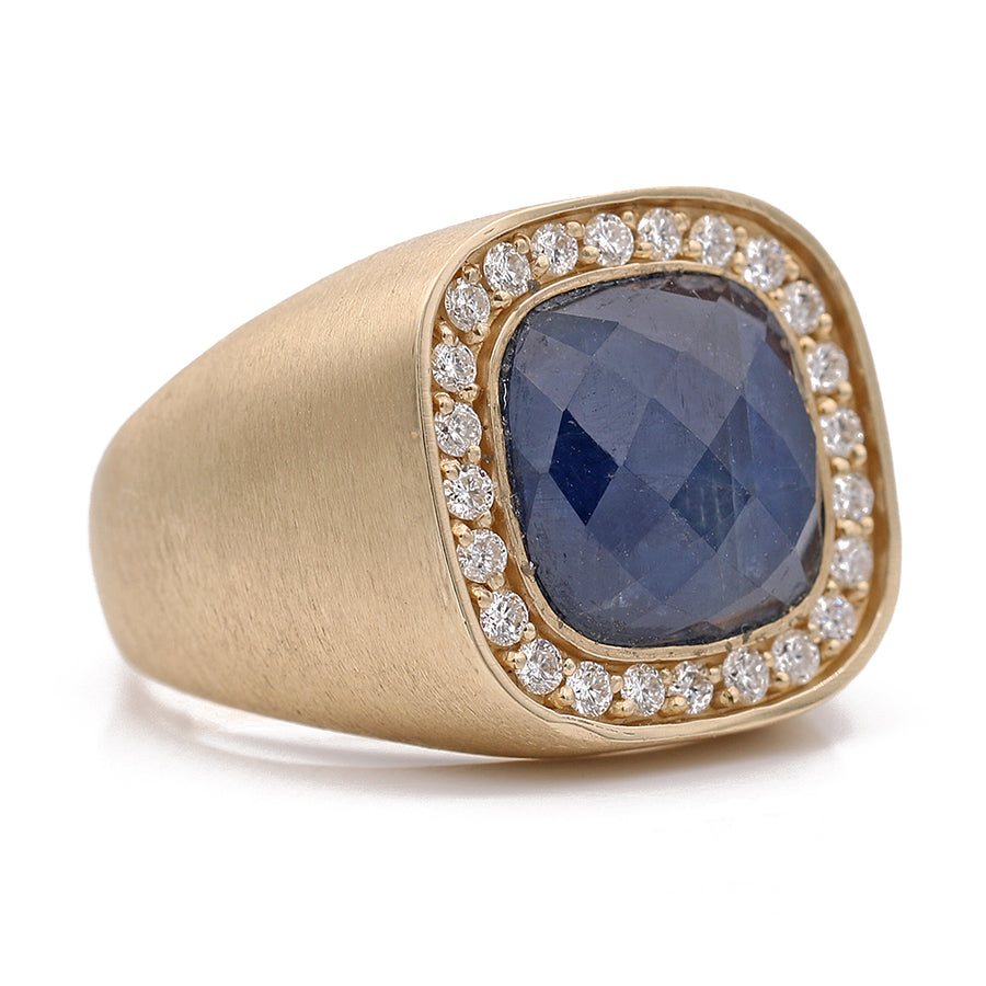 Yellow Gold 14k Ring with Sapphire and Diamonds