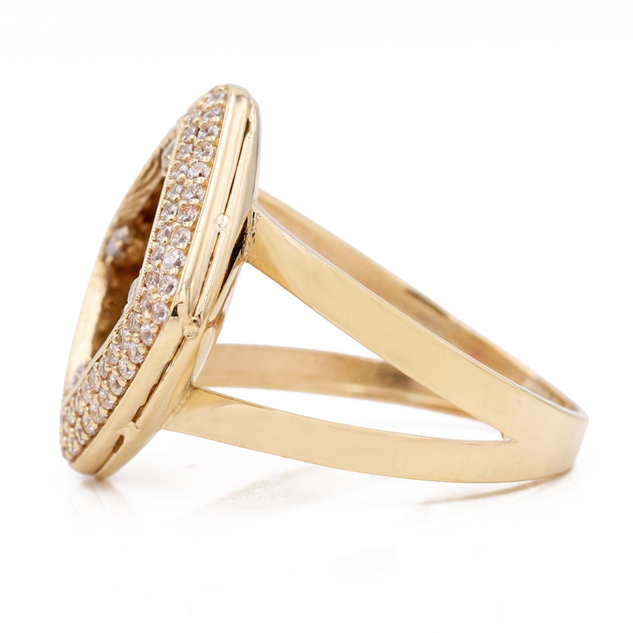 Yellow Gold 14k Fashion Ring With White and Red Cz