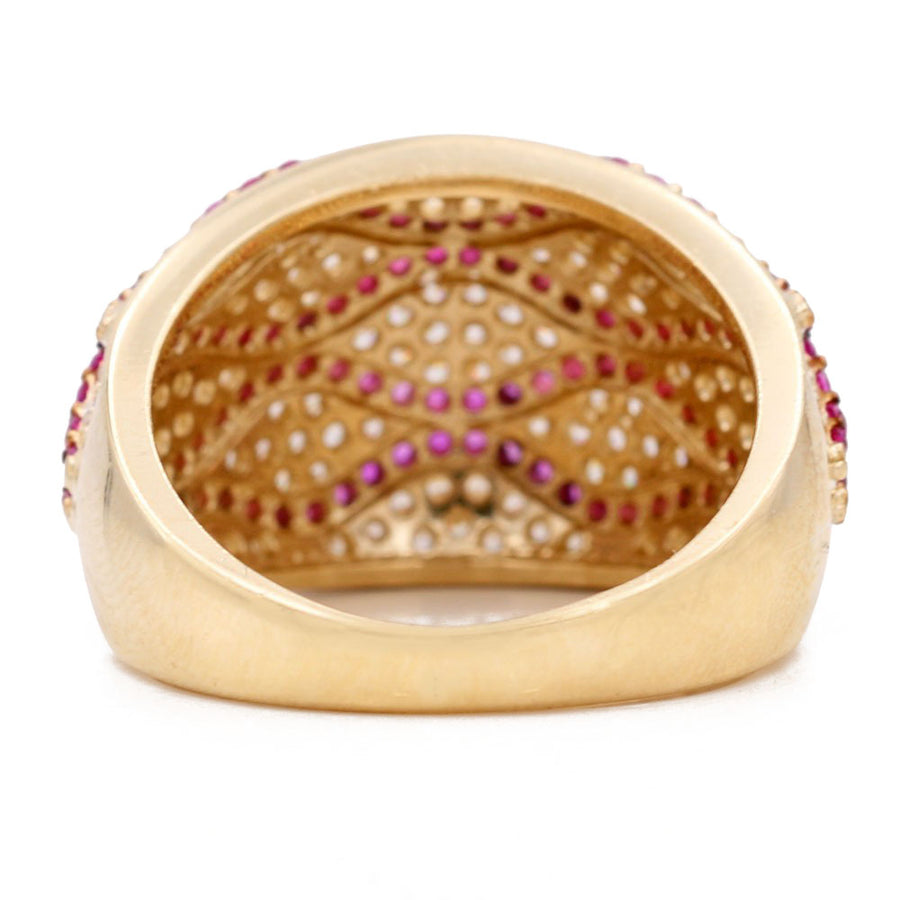 Yellow Gold 14k Fashion Ring With White And Red CZ