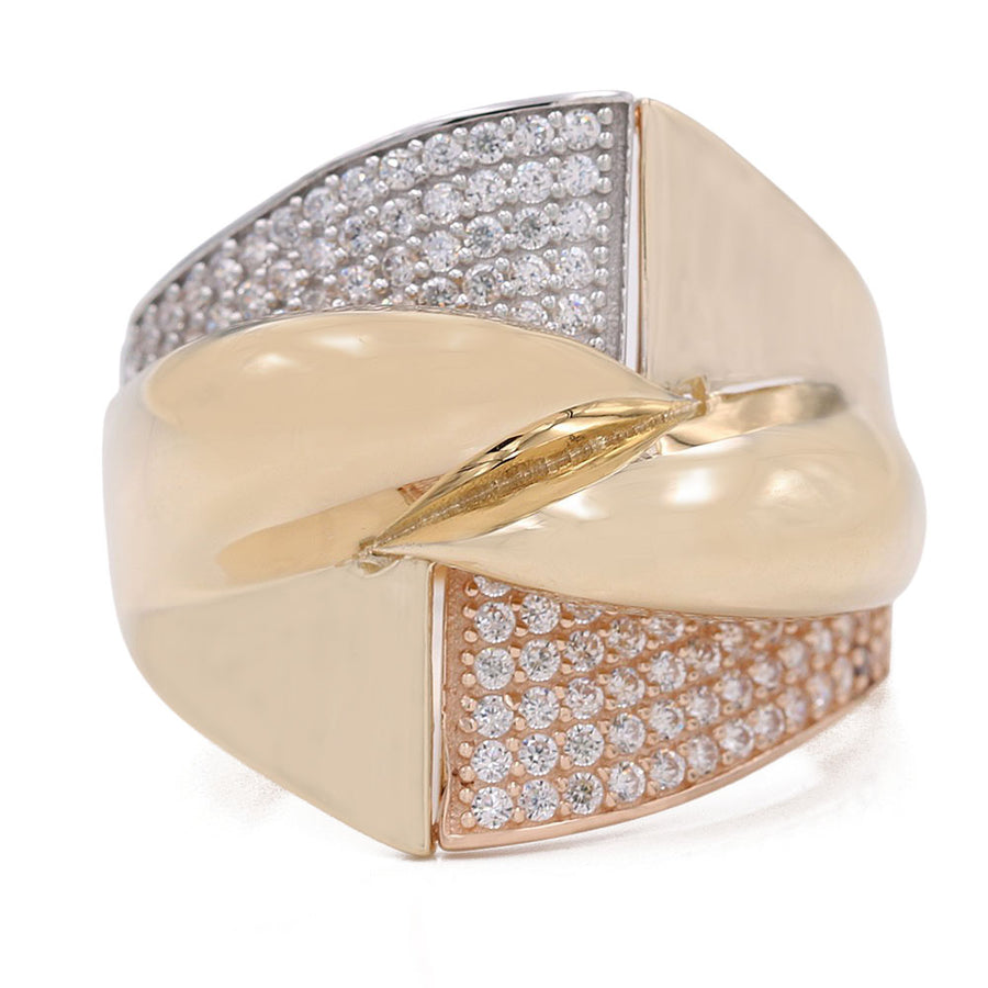 Tri-Color 14k Fashion Ring With  Cz
