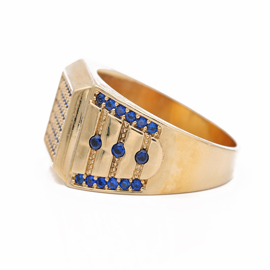 Yellow Gold 14k Fashion Ring with Blue Stone