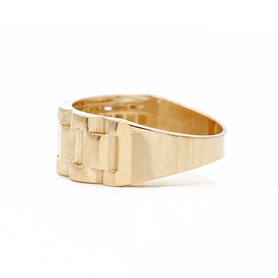A Yellow Gold 10k Fashion Ring with a square design from Miral Jewelry.