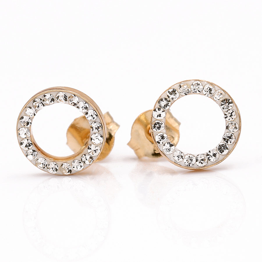 14k Yellow Gold Earrings Round with CZ