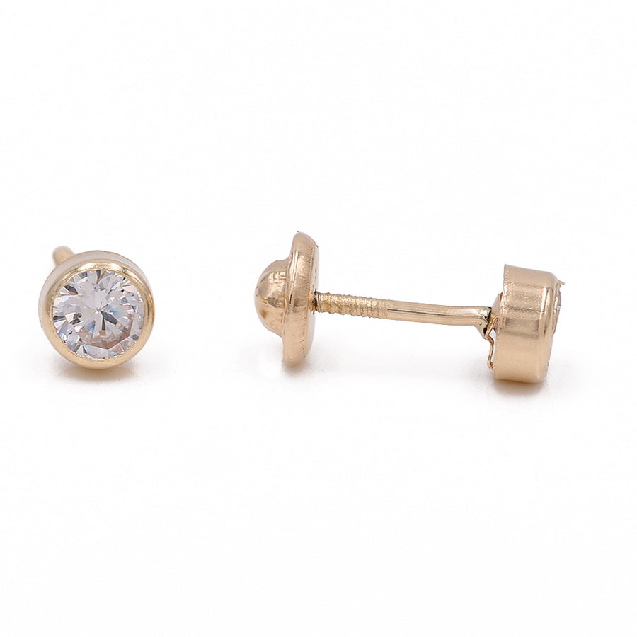 14k Yellow Gold Cz Round Studs Earrings
