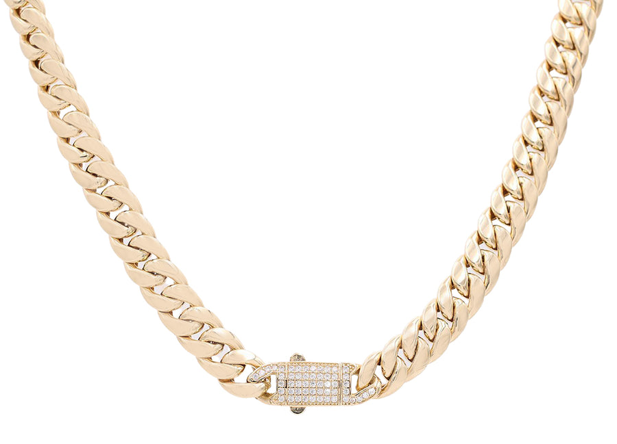 A Miral Jewelry semisolid cuban link necklace adorned with a Diamond Clasp.