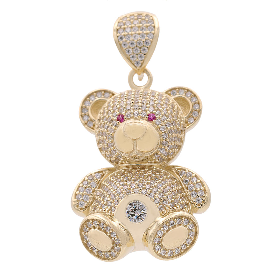 Yellow Gold 14k Teddy Pendant With Cz