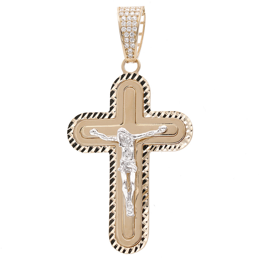 Two Tone White and Yellow Gold 14k Crucifix Pendant