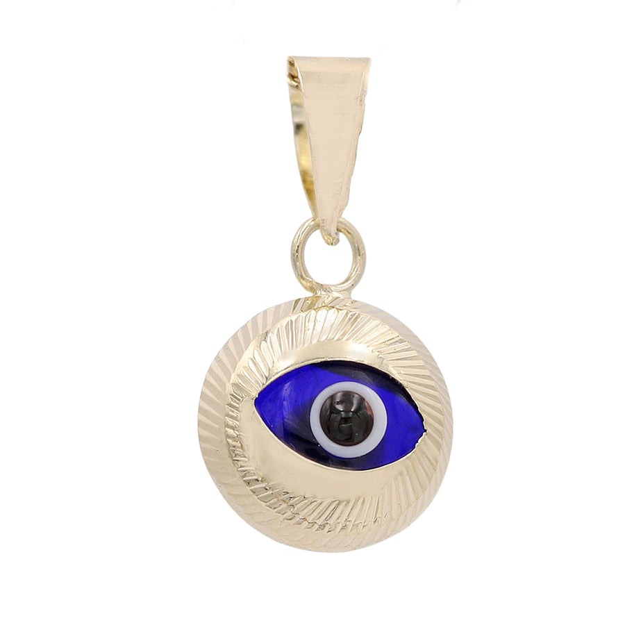 14k Yellow Gold Blue Eye Pendant