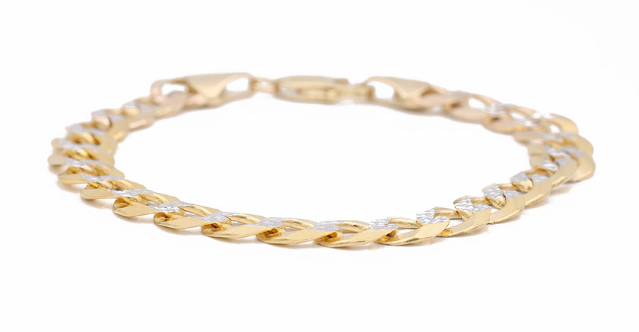 Men's Two Tone Yellow and White Gold 14k Curb Bracelet