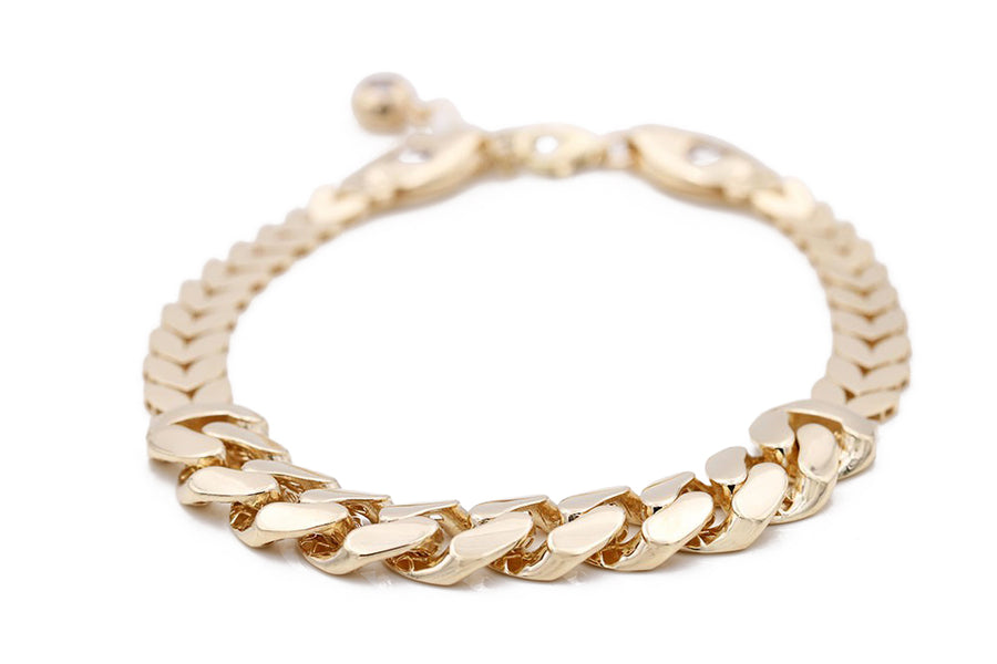 A Yellow Gold 14k Fashion Italian Bracelet With Cz for women with a diamond clasp by Miral Jewelry.