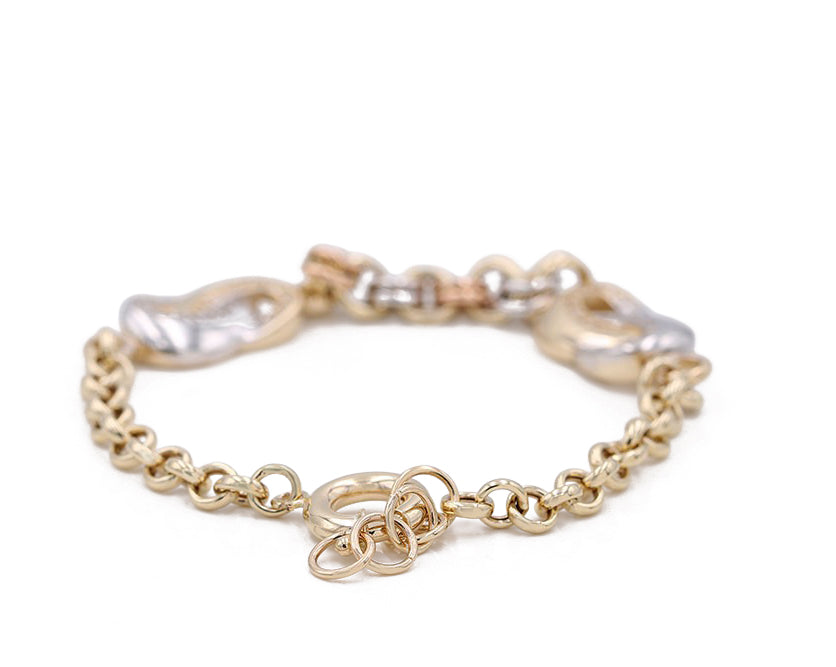 Two Tone White and Yellow Gold 14k Bracelet With Cz