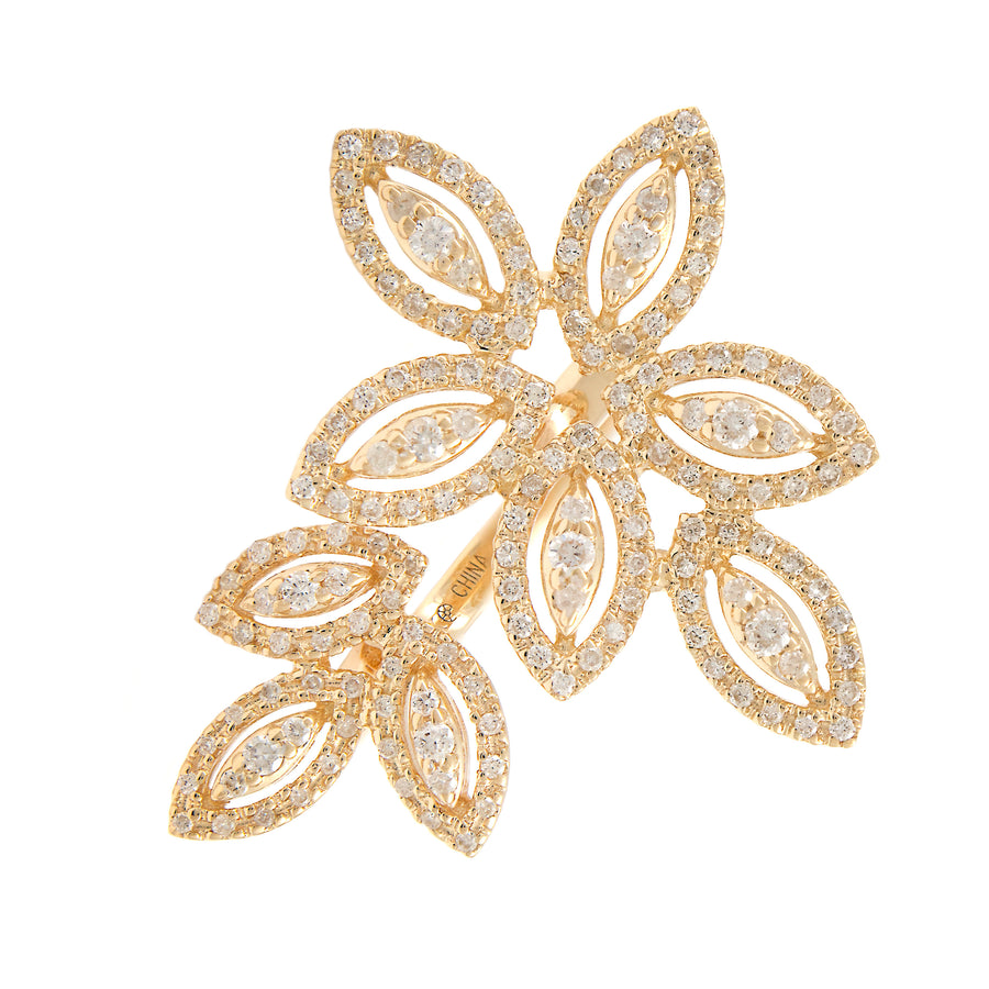Yellow Gold 14k Floral Diamond Fashion Ring