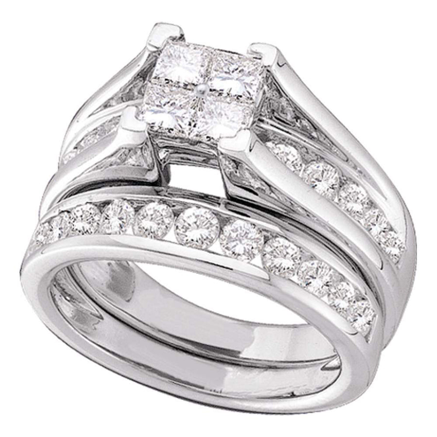 Princess Diamond Square Bridal Wedding Ring Set 3 Cttw