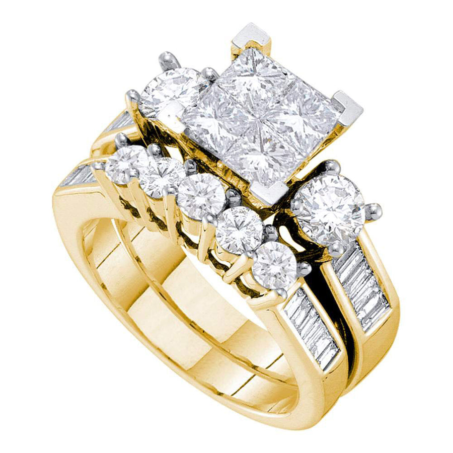 Princess Diamond Square Bridal Wedding Ring Set 3 Cttw