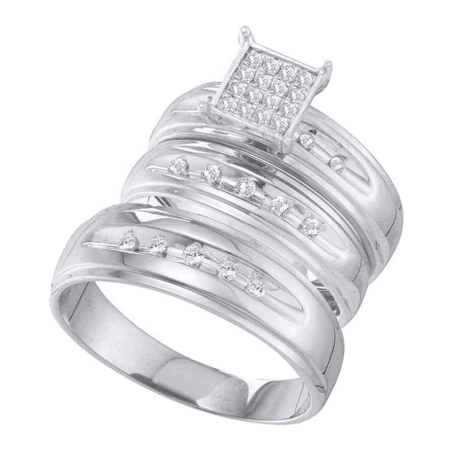 10k White Gold Diamond Matching Wedding Ring Set 1/3 Cttw