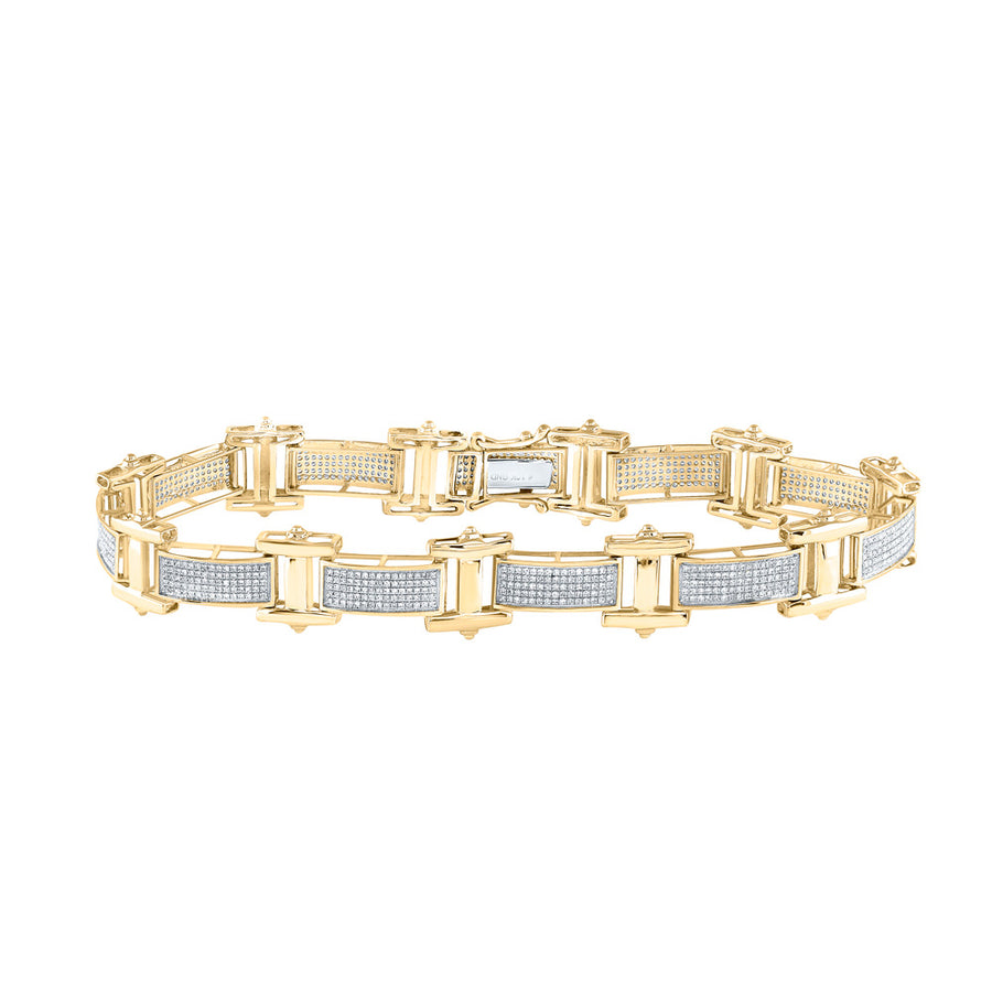 Men's Diamond Yellow Gold 10k Pavet Diamond Bracelet