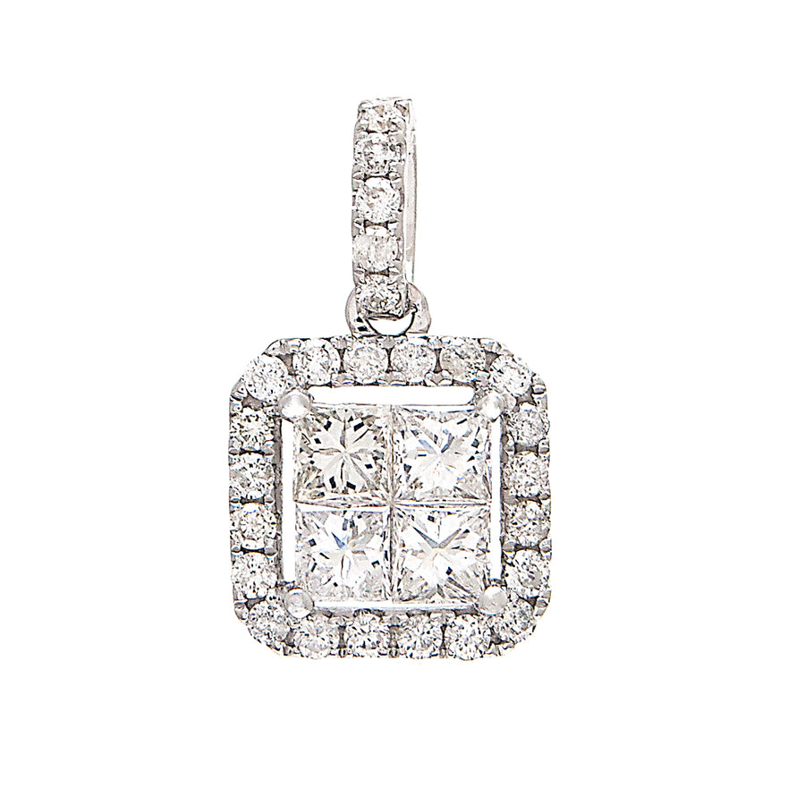 White 14 Karat Princess Cut Shape Diamond Pendant With 0.65Tw  Diamonds