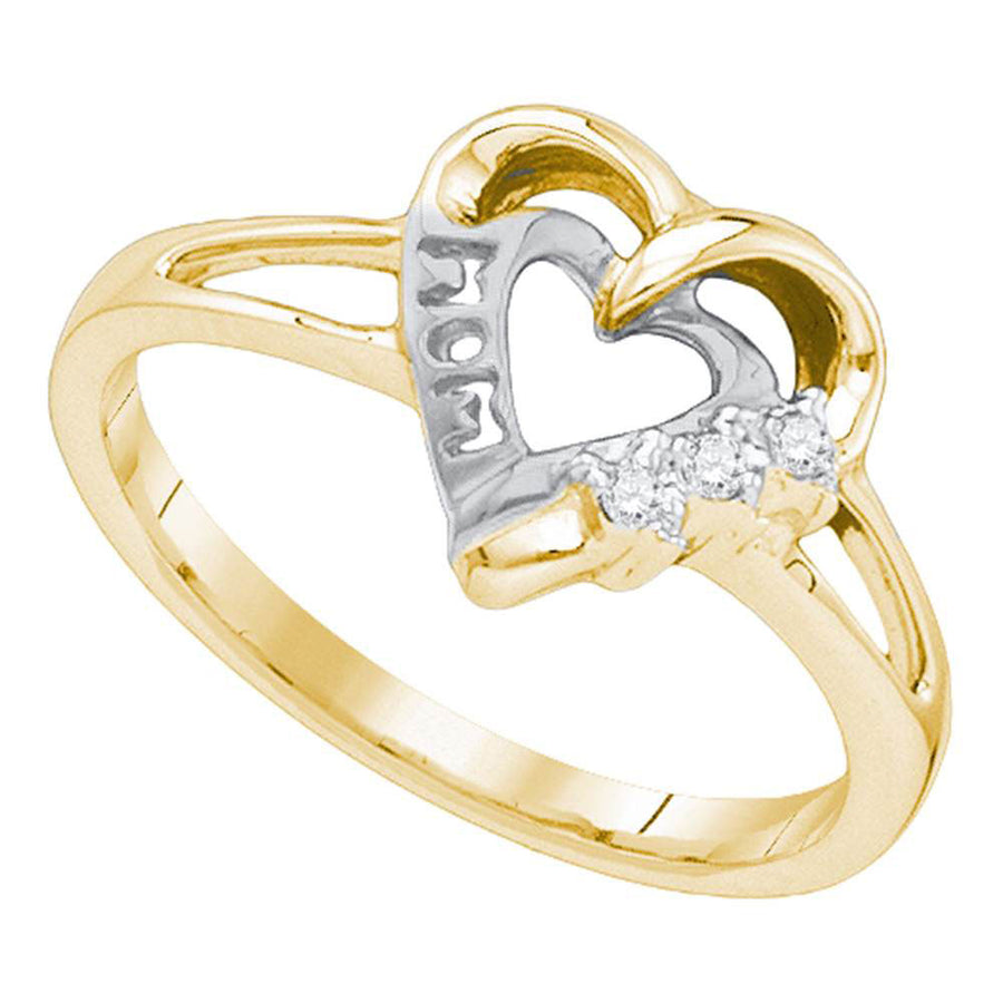 Yellow-tone Sterling Silver Womens Round Diamond Heart Ring .03 Cttw