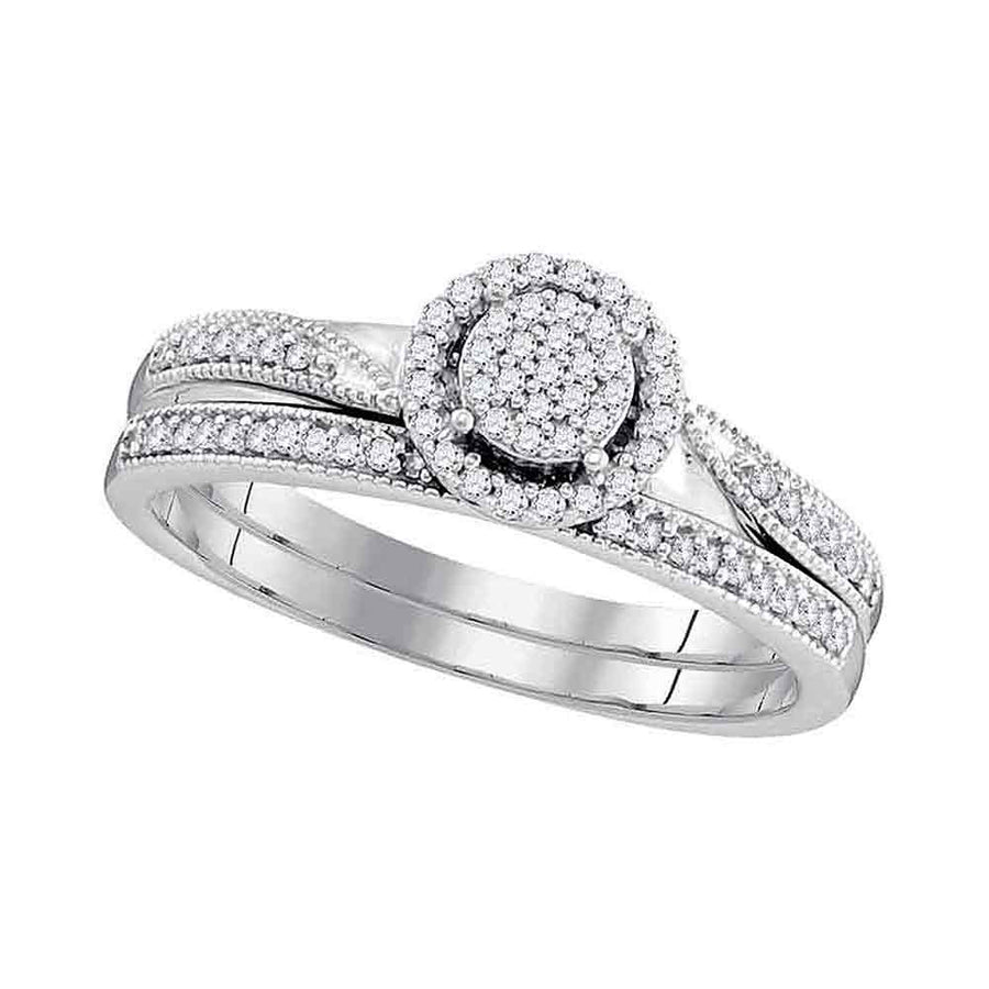 Round Diamond Bridal Wedding Ring Set 1/5 Cttw