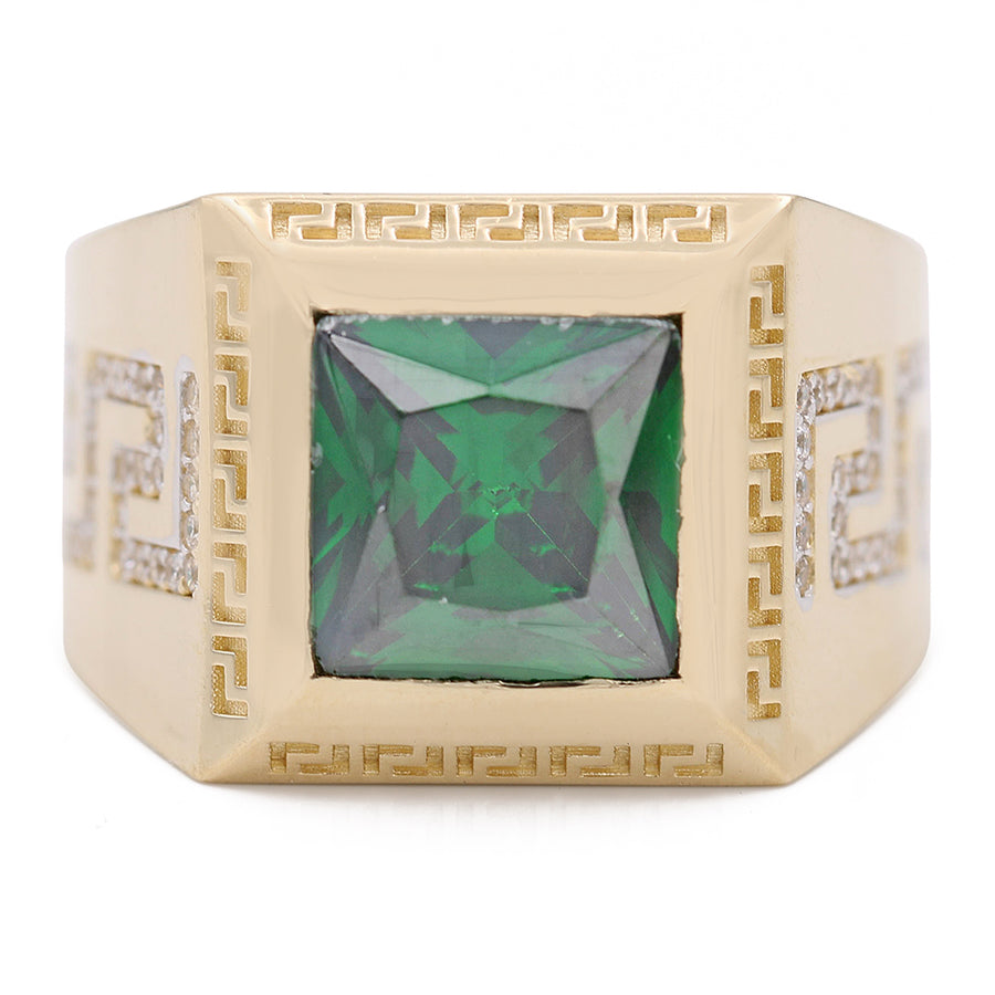 Yellow Gold 14k Fashion Ring With Green Stone