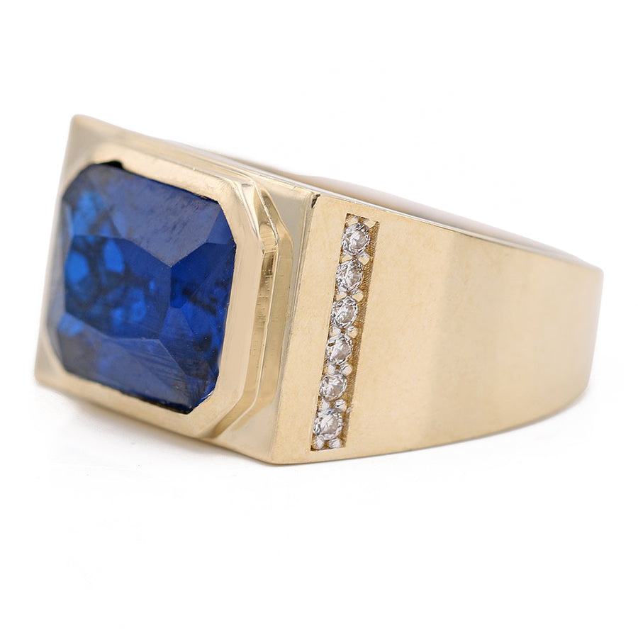 Yellow Gold 14k Fashion Ring With Blue Stone