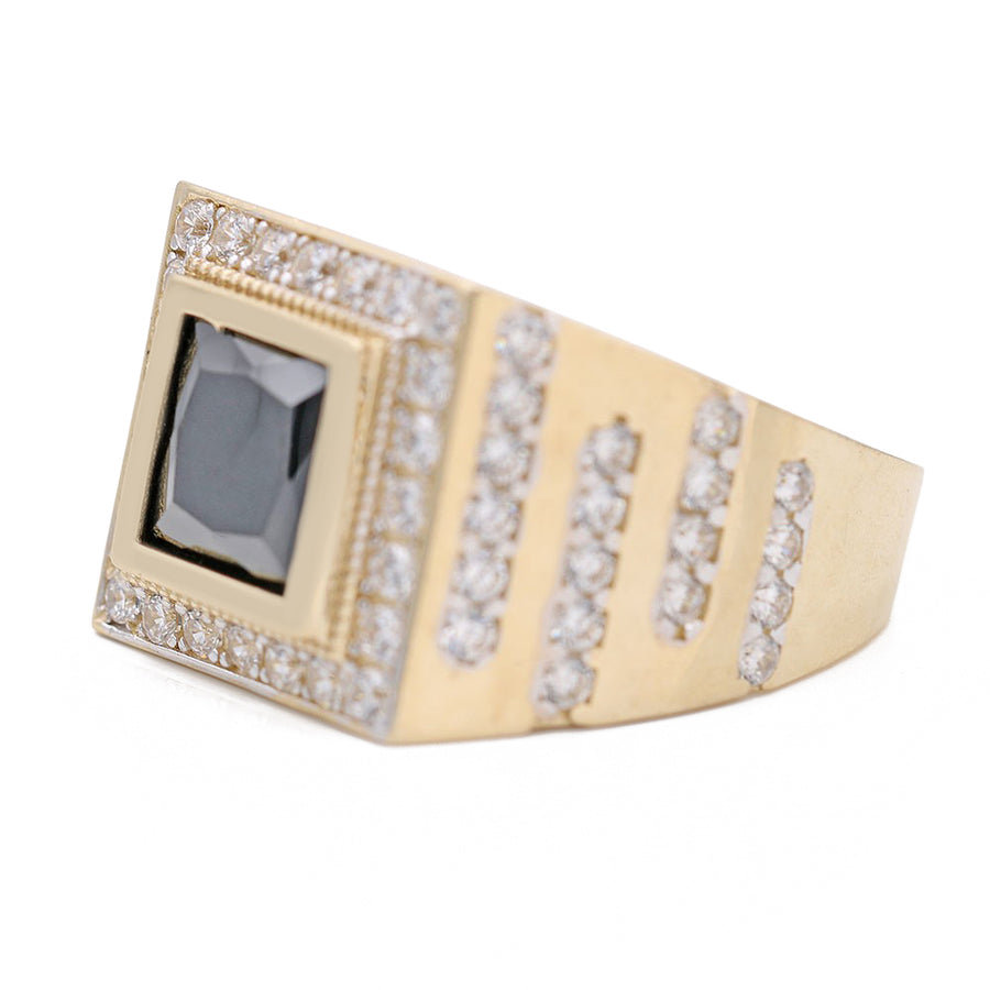 Yellow Gold 14k Fashion Ring With Onyx
