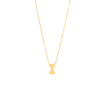 Miral Jewelry's Initial I in 14k Yellow Gold Necklace with a delicate gold chain on a white background.