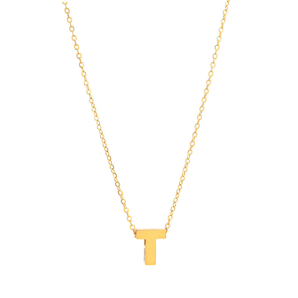 Initial T in 14k Yellow Gold Necklace Miral Jewelry