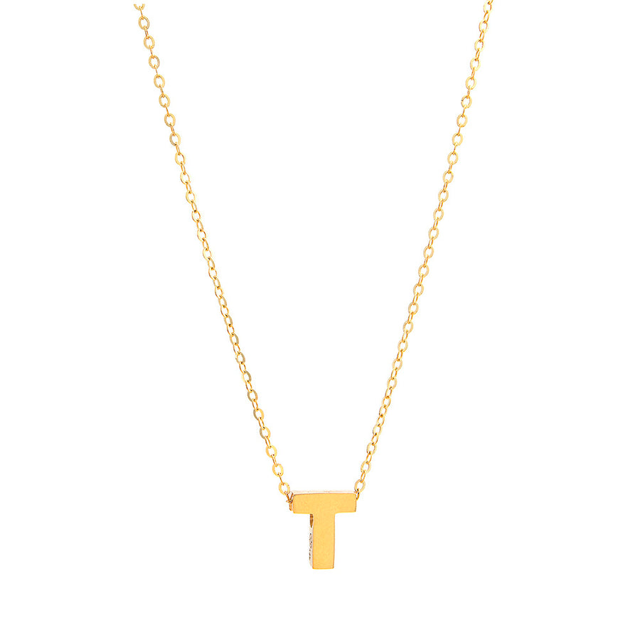 Initial T in 14k Yellow Gold Necklace