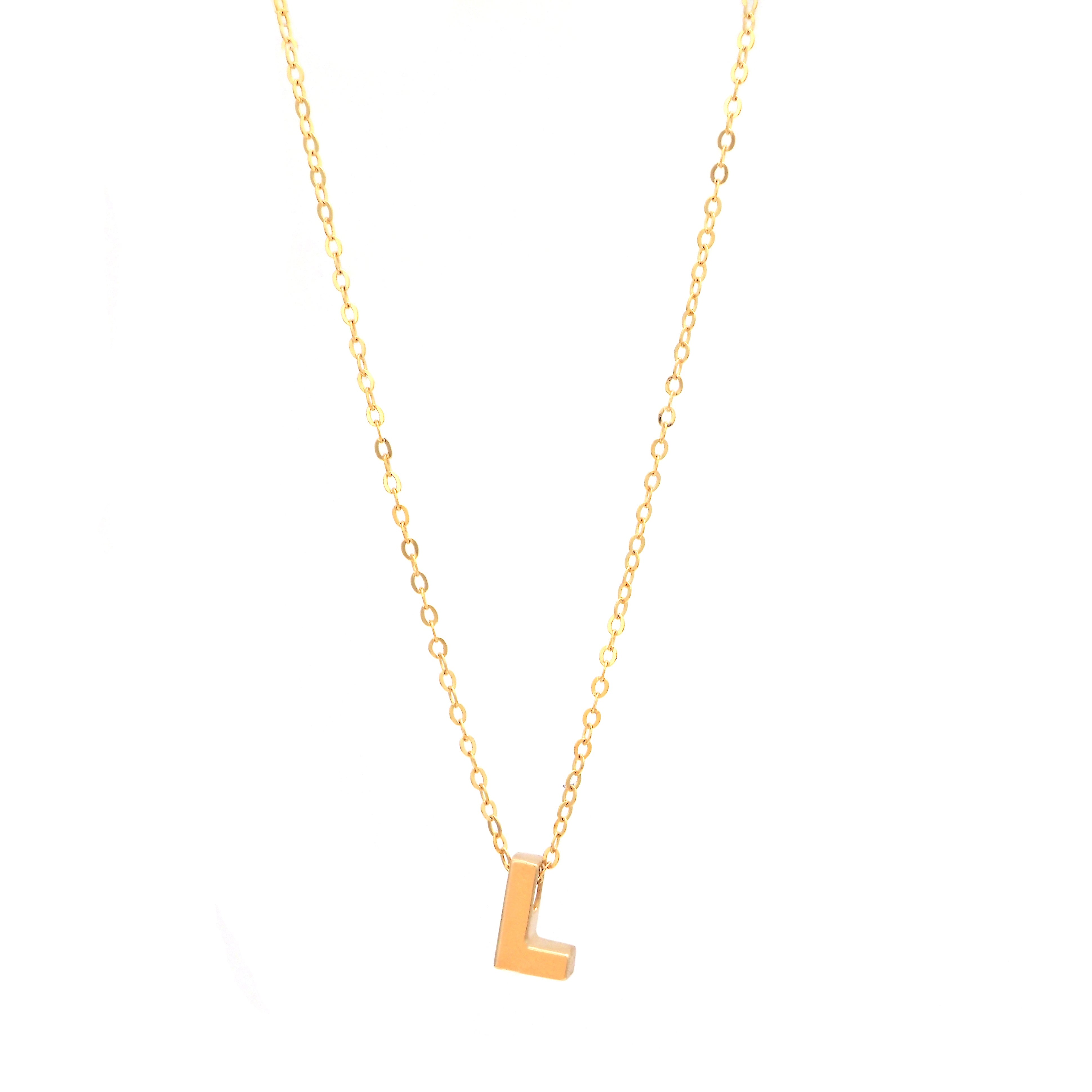 Initial L in 14k Yellow Gold Necklace Miral Jewelry