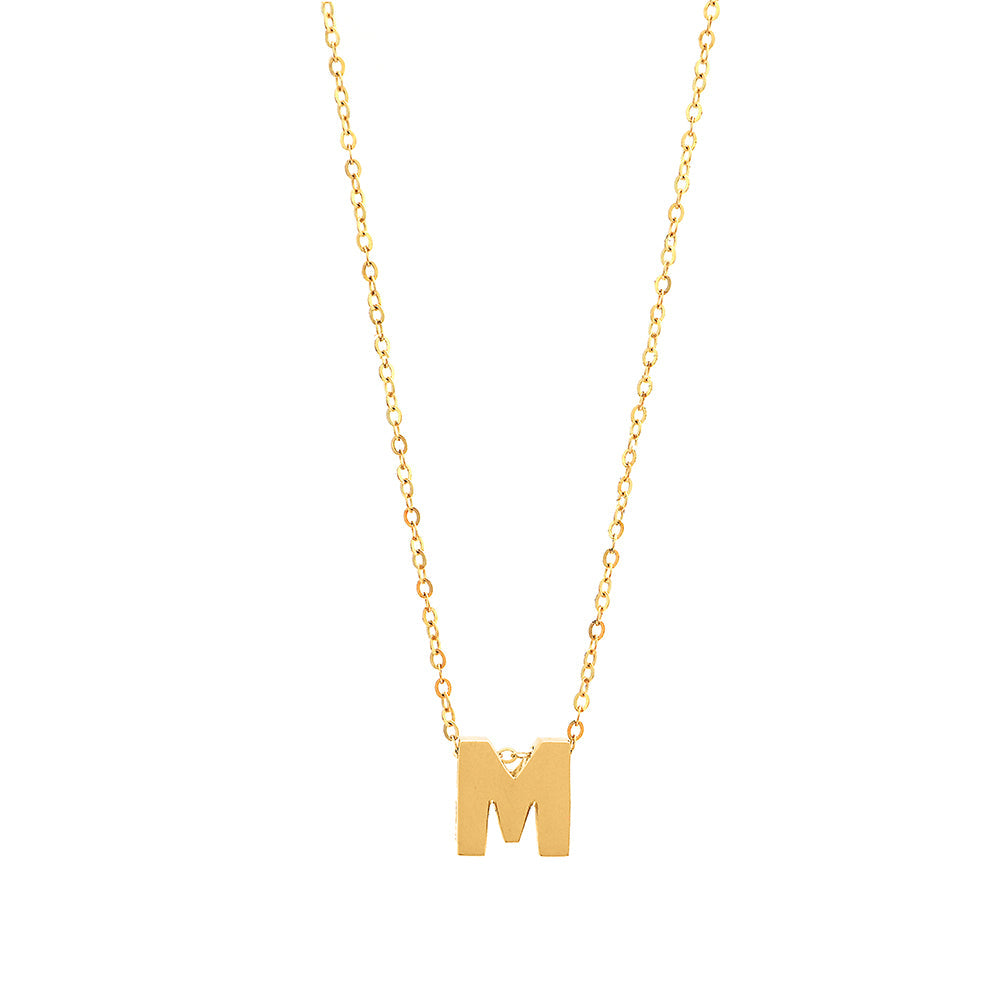 Initial M in 14k Yellow Gold Necklace Miral Jewelry
