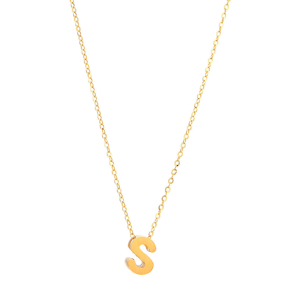 Initial S in 14k Yellow Gold Necklace Miral Jewelry