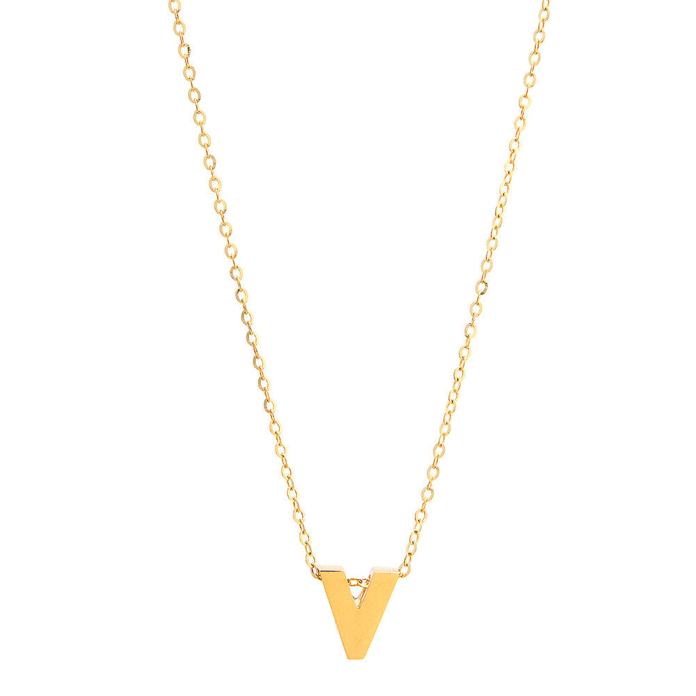 Initial V in 14k Yellow Gold Necklace Miral Jewelry