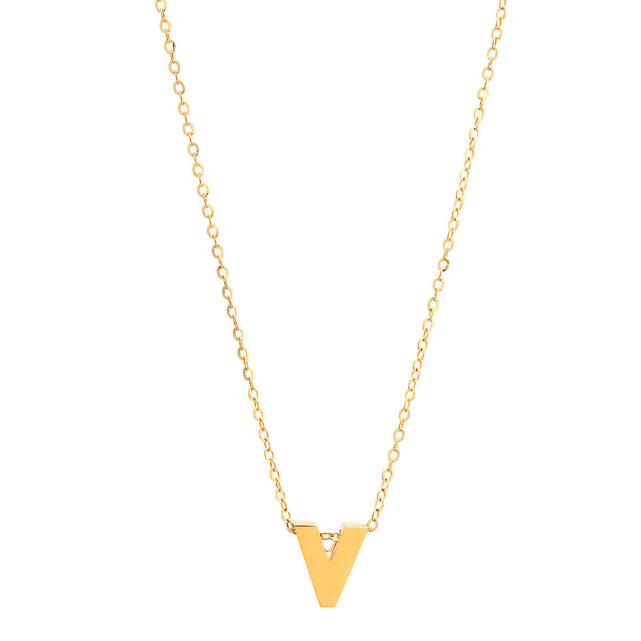 Initial V in 14k Yellow Gold Necklace