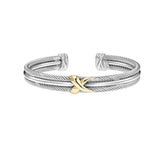 Gold + Silver 8Mm Cuff Bangle Miral Jewelry