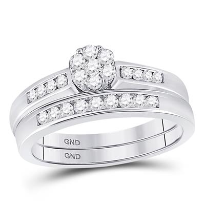 White Gold Bridal Ring Set With Diamonds