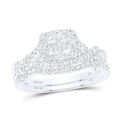 Princess Diamond Bridal Wedding Ring Set 1 Cttw