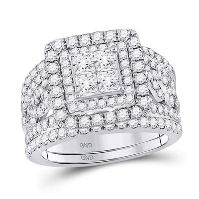 Princess Diamond Bridal Wedding Ring Set 2-1/2 Cttw