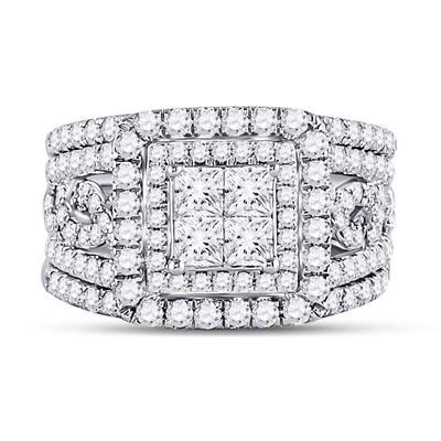 Princess Diamond Bridal Wedding Ring Set 2-1/2 Cttw