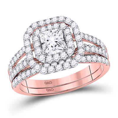 Princess Diamond Bridal Wedding Ring Set 1-1/2 Cttw (Certified)