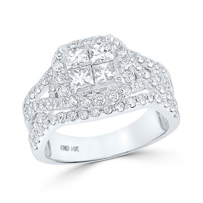 Princess Diamond Cluster Bridal Engagement Ring 2 Cttw