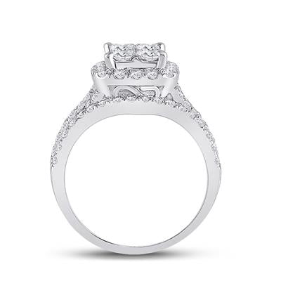 Princess Diamond Cluster Bridal Engagement Ring 2 Cttw
