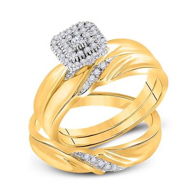 Round Diamond Cluster Matching Wedding Ring Set 1/5 Cttw