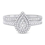 Round Diamond Pear-shape Bridal Wedding Ring Set 1/3 Cttw Miral Jewelry
