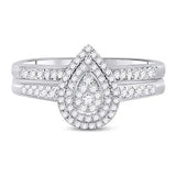 Round Diamond Pear-shape Bridal Wedding Ring Set 1/3 Cttw Miral Jewelry
