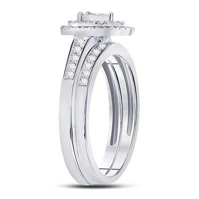 Round Diamond Pear-shape Bridal Wedding Ring Set 1/3 Cttw