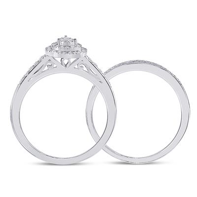 Round Diamond Pear-shape Bridal Wedding Ring Set 1/3 Cttw